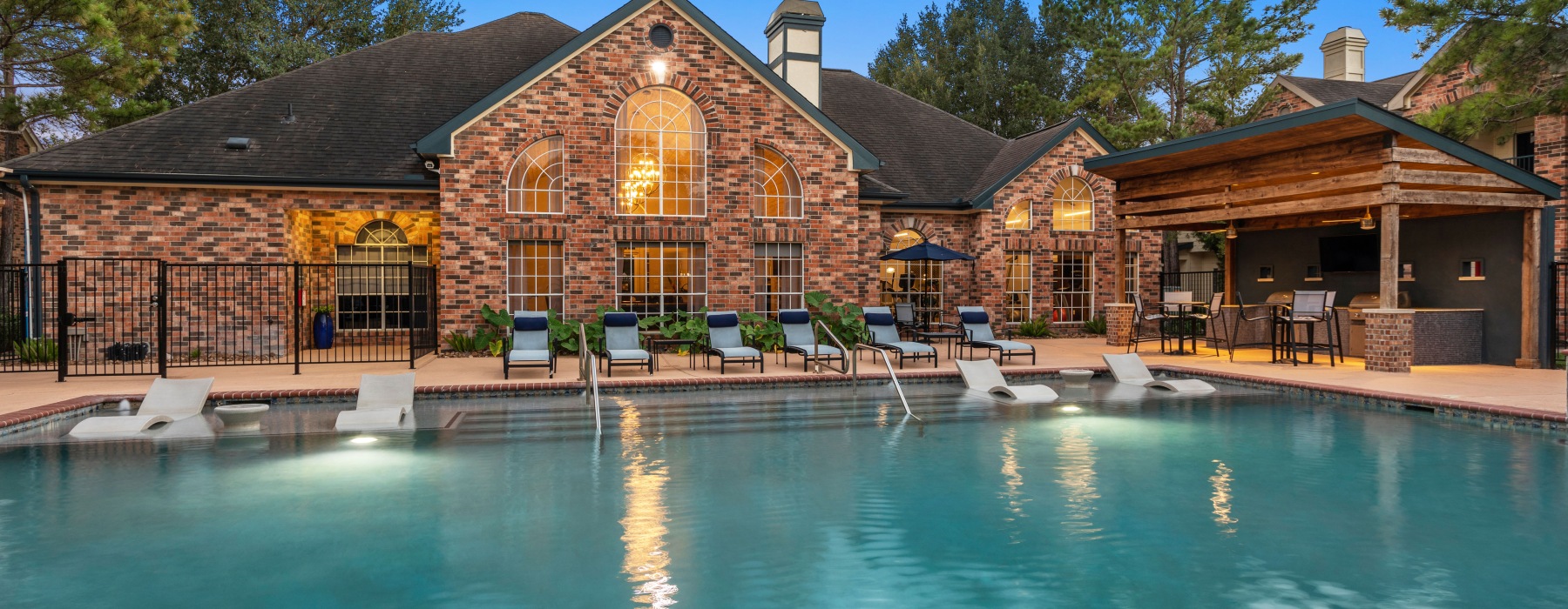 pool at sunset